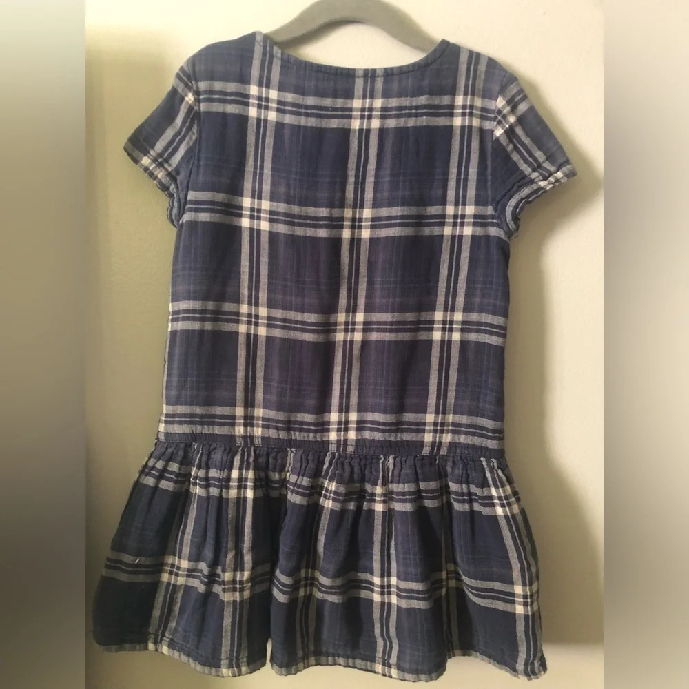 GAP Navy Plaid Short-Sleeve Drop-waist Dress S (6/7)